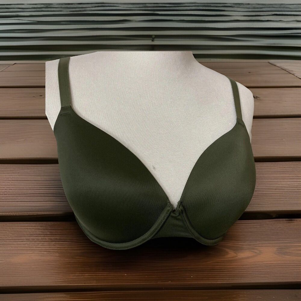 Wear Everywhere Victoria's Secret PINK Bra 34DD Green T-shirt Padded Convertible